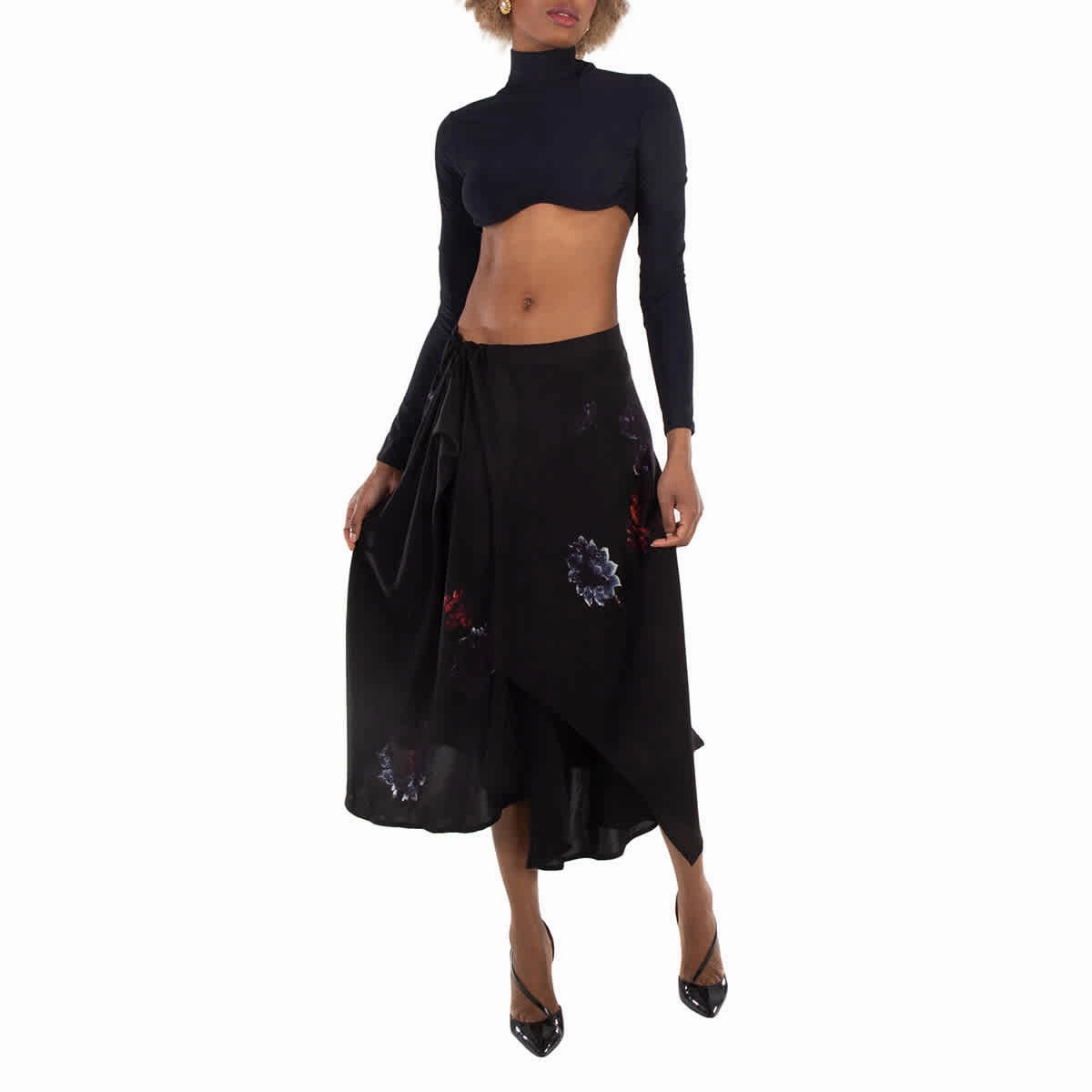 Yohji Yamamoto Drape & Gather Detail Silk Skirt Occasion Dressing