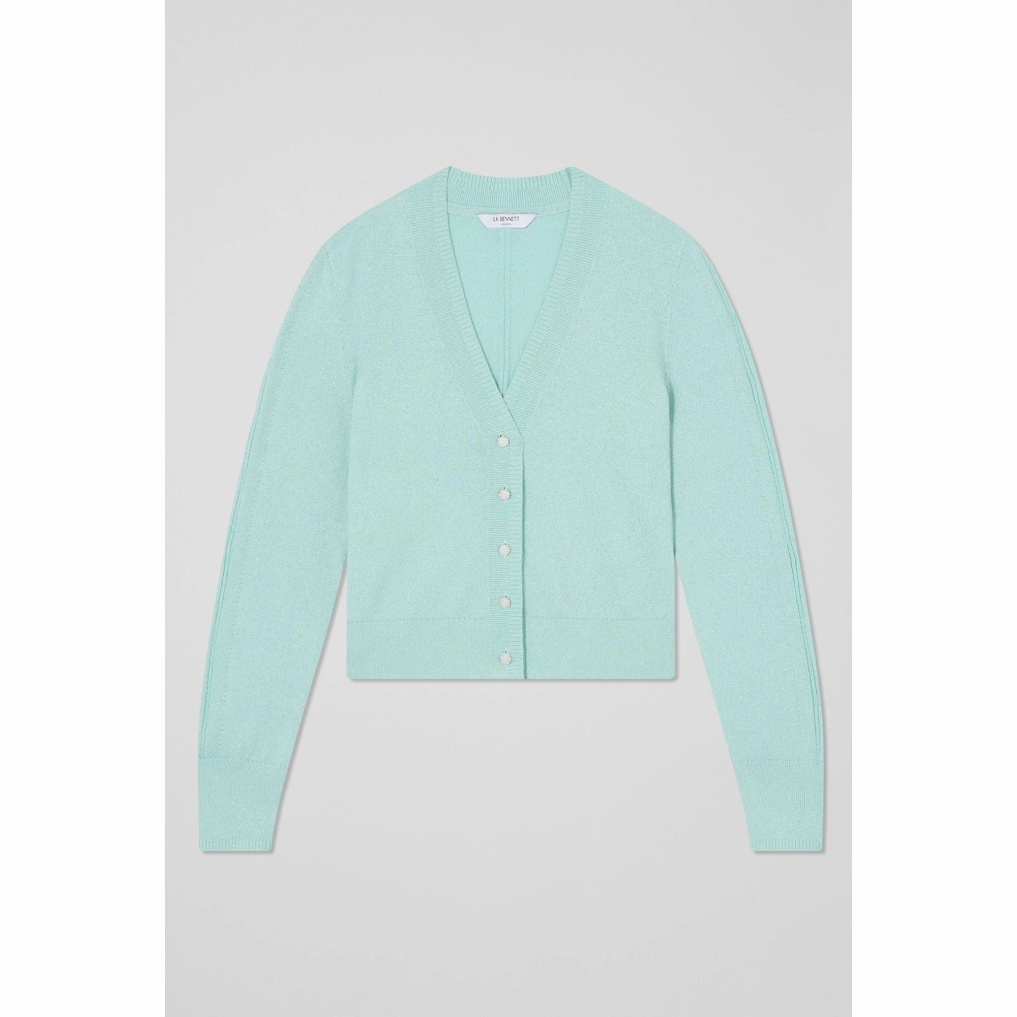 Fashion Forward Wear Snug Knit Coco Green And Silver Cardigan