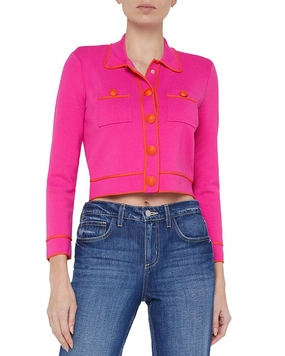 Chilly Day Essentials L'AGENCE Neo Contrast Trim Crop Cardigan