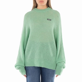 Rotate Ladies Grayed Jade Light Knit Logo Sweater Casual Style Essential Comfort