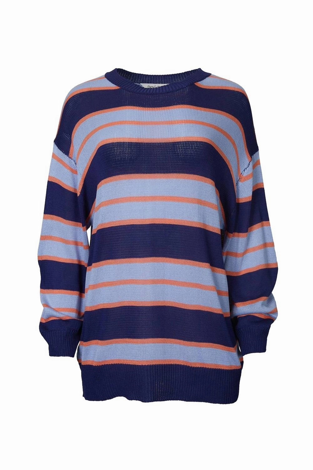 Winter Comfort Turtleneck Striped Oversized Sweater In Navy