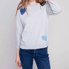 Hearts Sweater In Heather Grey Cozy Warmth
