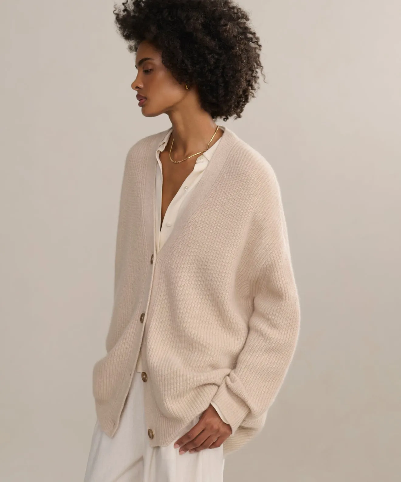 Ventilated Armhole Design Cashmere Cocoon Cardigan