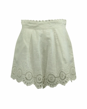 Zimmermann Bellitude Scallop Shorts in White Linen Luxury Brand Sports Comfort
