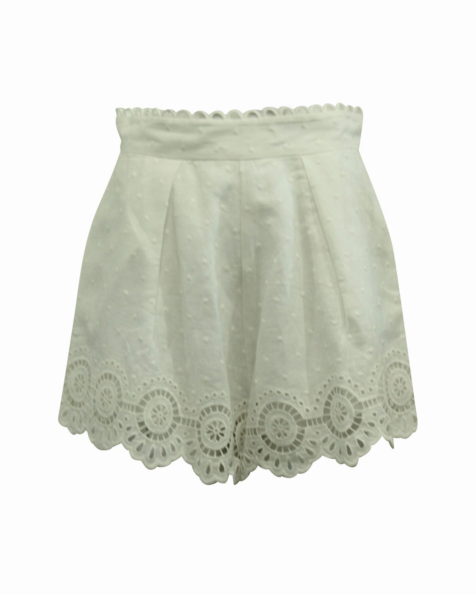 Zimmermann Bellitude Scallop Shorts in White Linen Luxury Brand Sports Comfort