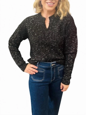 Speckel Chord Sweater In Black Cozy and Soft