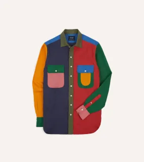 Networking Session Multicoloured Linen Two-Pocket Fun Work Shirt