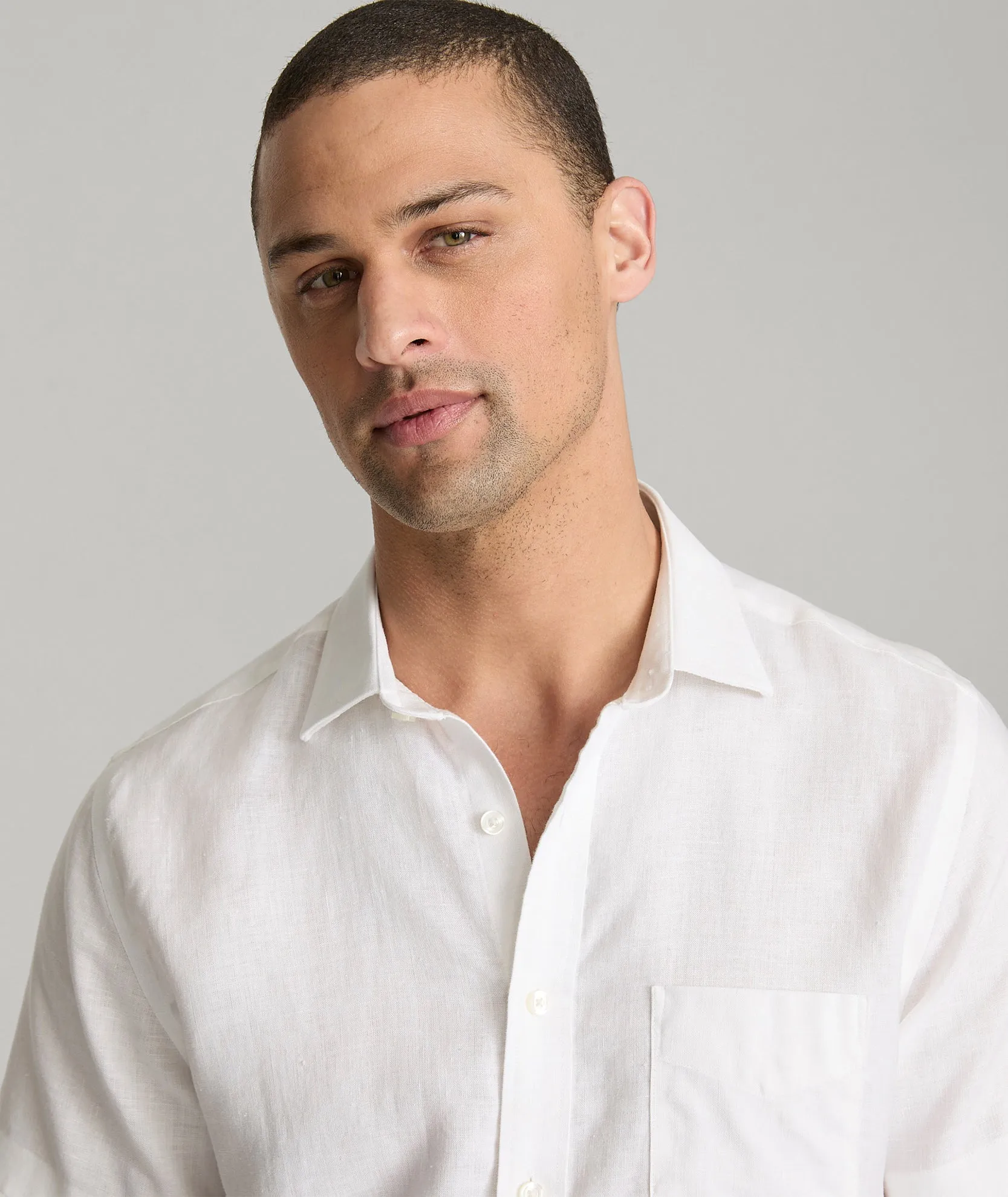 Wrinkle-Resistant Linen Short-Sleeve Cameron Shirt Picnic Outfit Year-Round Favorite