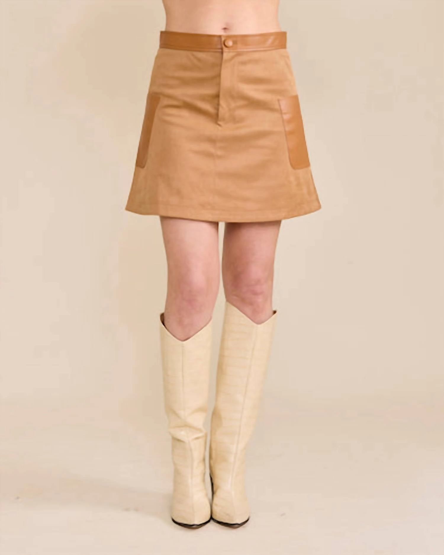 Zoe Skirt In Camel Business Meeting