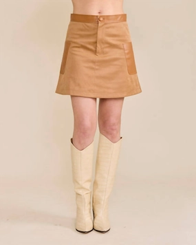 Elasticized Hem Zoe Skirt In Camel